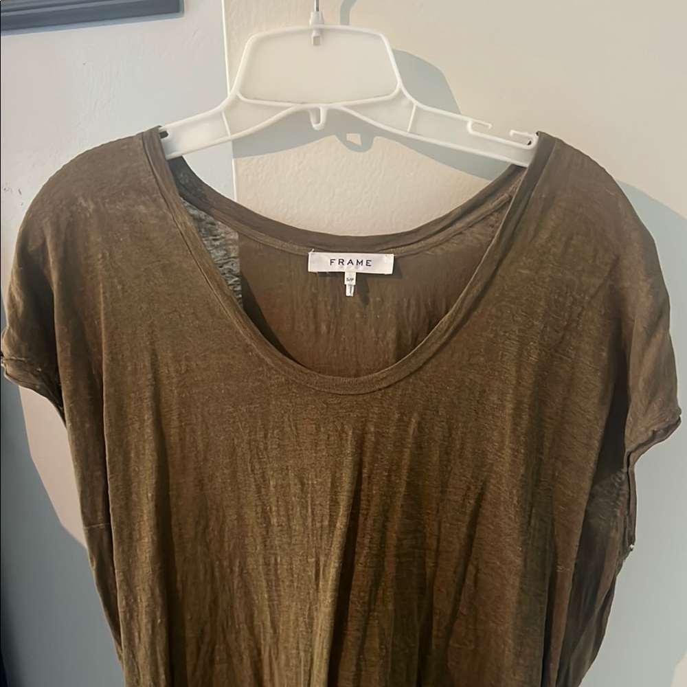 Frame Denim Green Dolman Sleeve Scoop Neck T-Shirt - Moss color size small